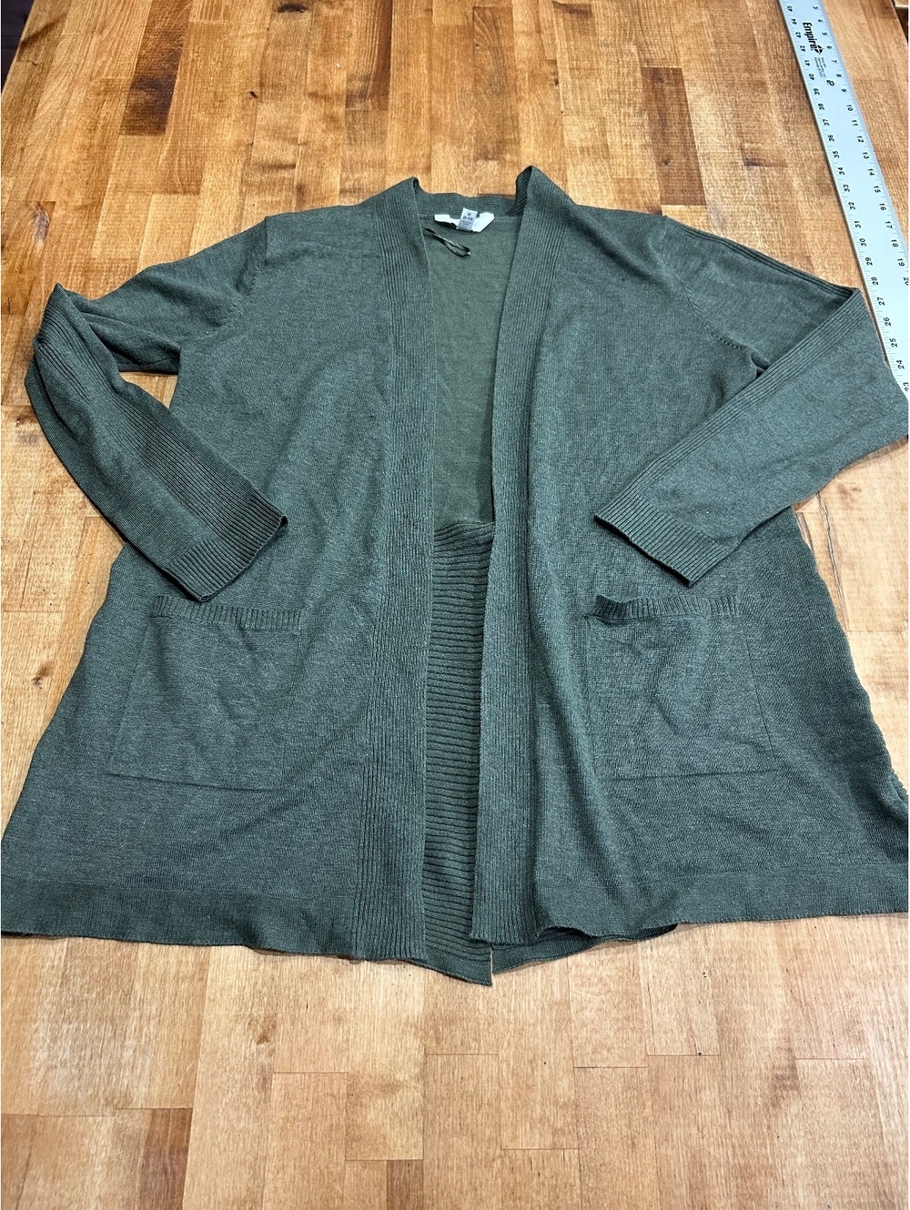 womens Time and Tru Olive Green Open Front Cardigan Sweater Medium